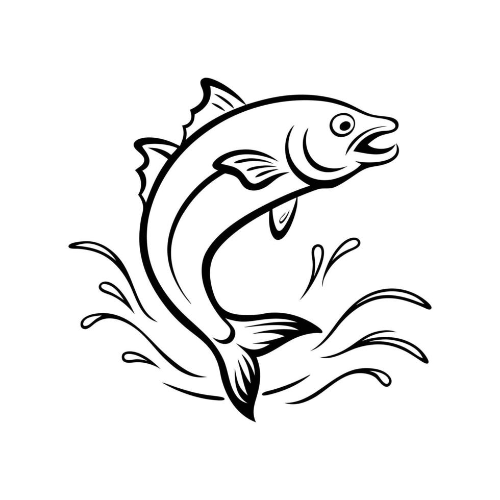 Ocean Fish Leaping - Midair Wildlife Design for Aquatic and Nature-Inspired Art vector