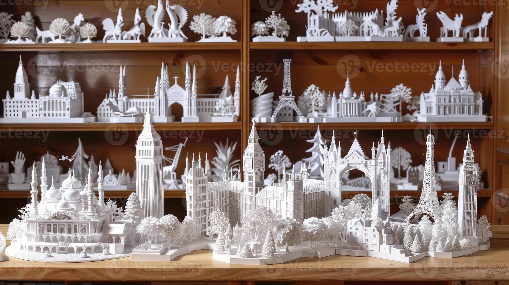 A collection of paper models of buildings and monuments photo