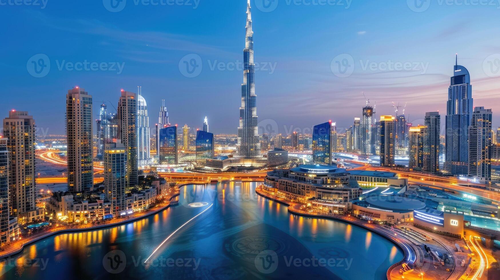 Dubai skyline at night photo