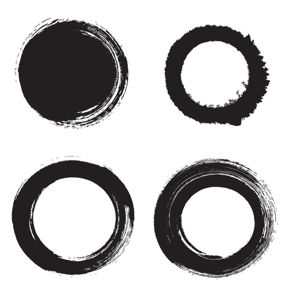 Circular black ink stain watercolor brush texture, isolated , artistic and abstract designs vector