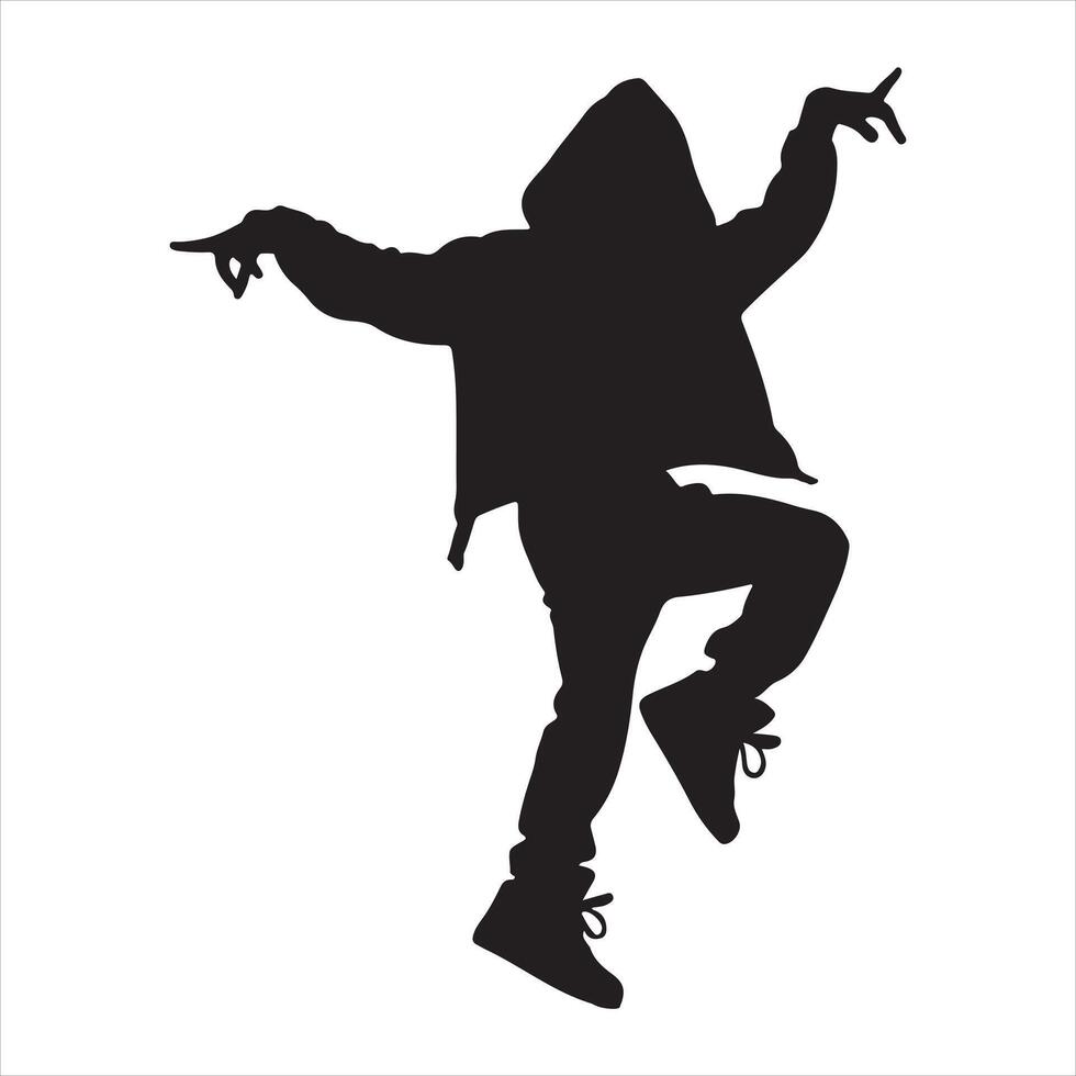 Hip hop dance child silhouette on white background vector