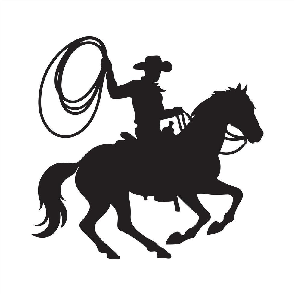 cowboy silhouette on white background vector