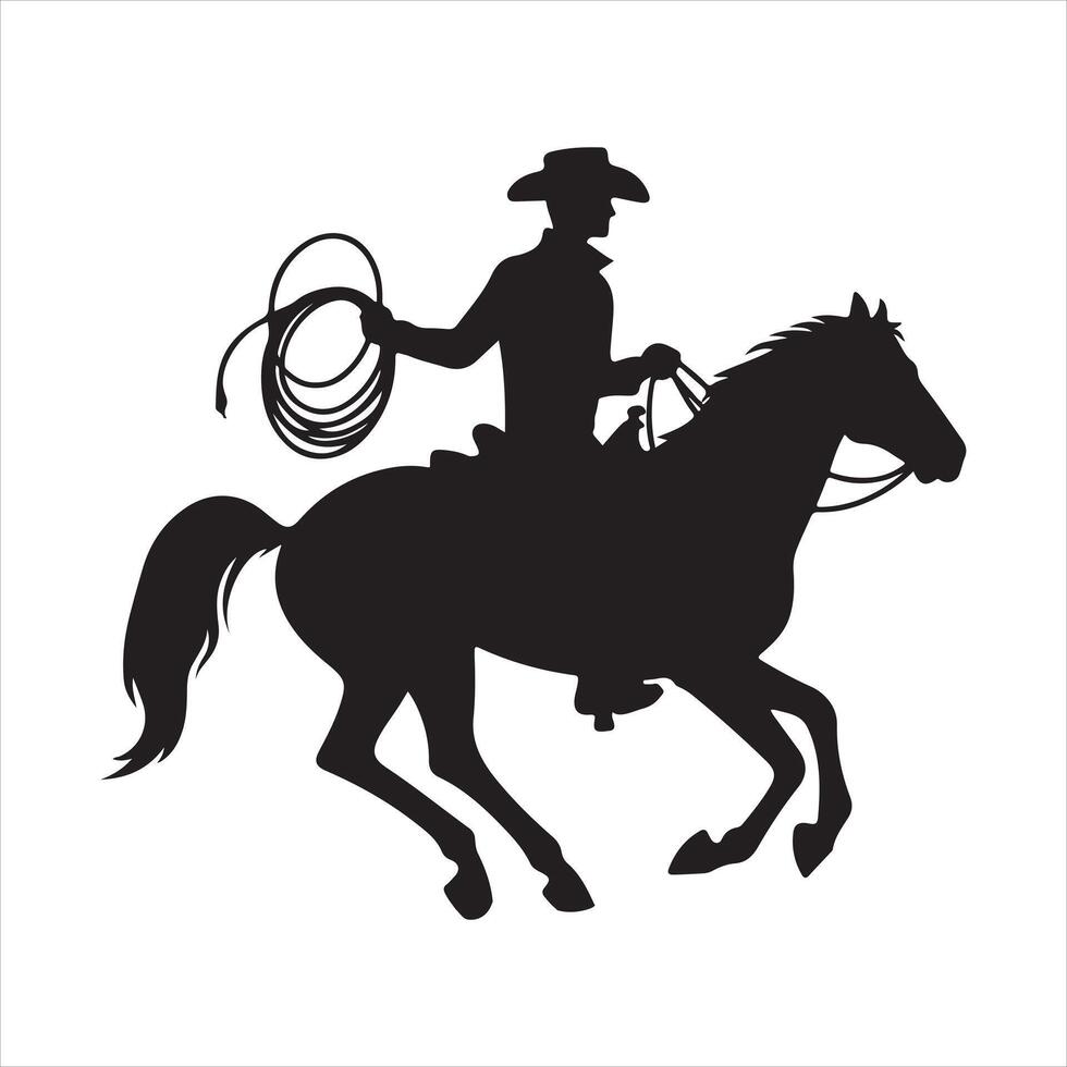cowboy silhouette white background vector