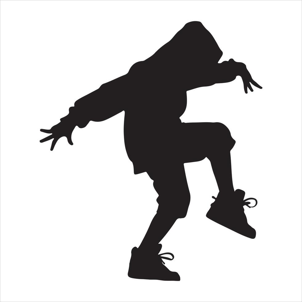 Hip hop dance child silhouette white background vector