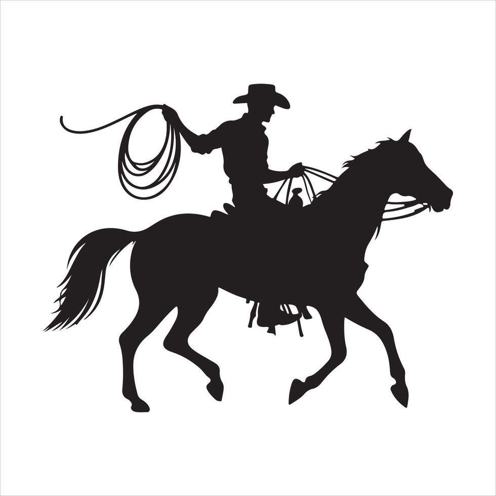 cowboy black silhouette on white background vector