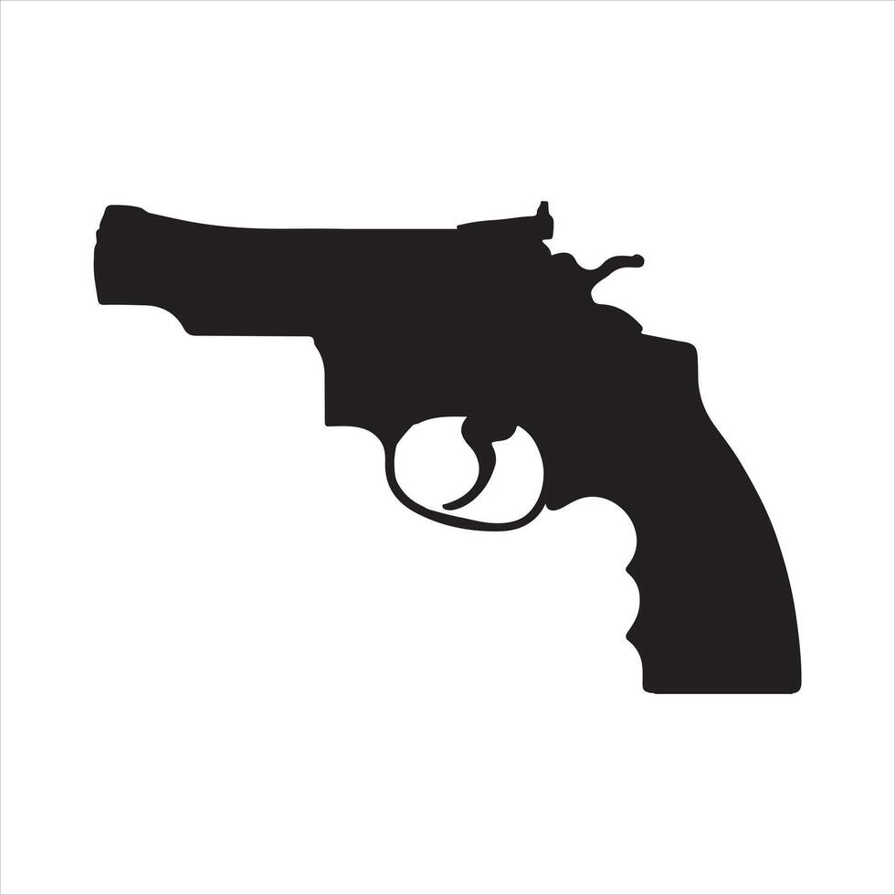 Revolver black silhouette on white background vector