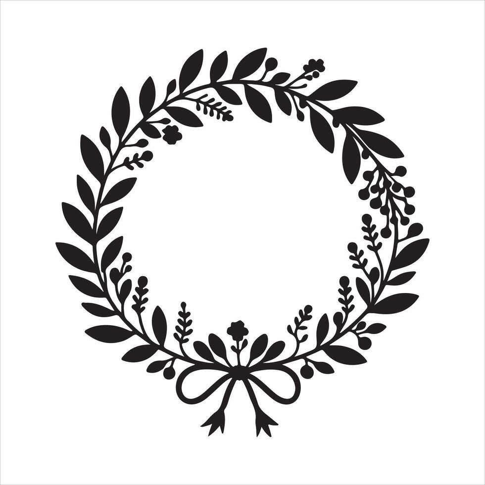 wreath silhouette on white background vector