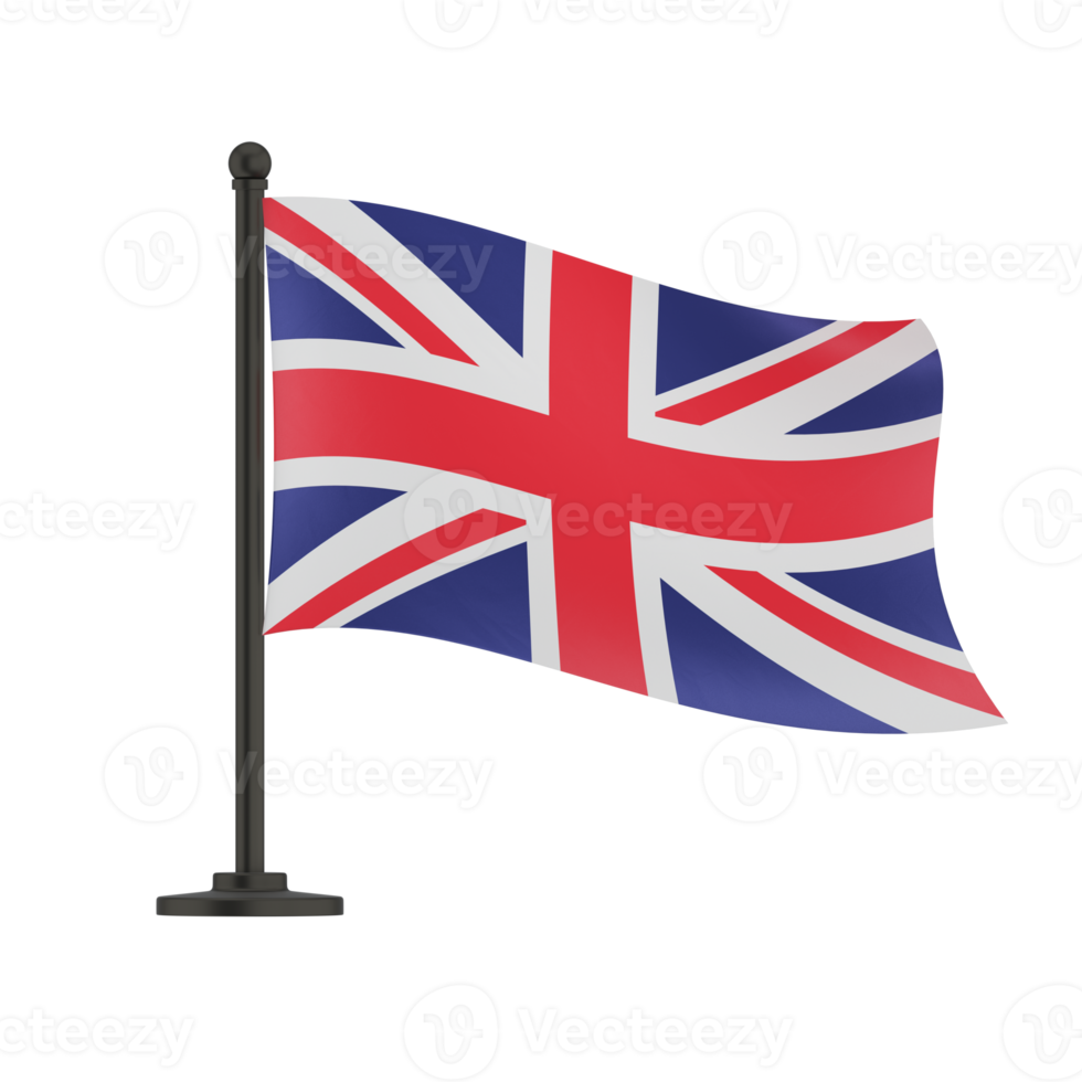 realistic 3d illustration of United Kingdom flags on background png