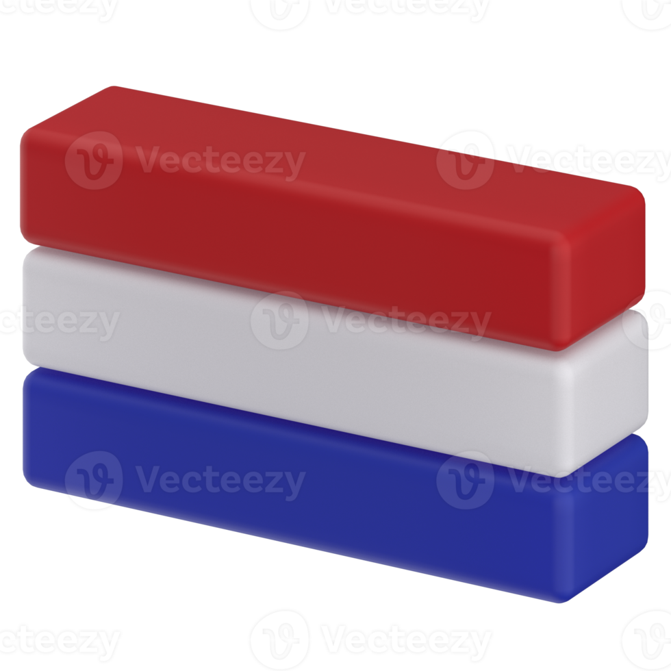 Netherlands flag in icon format in 3d render realistic, color blocs png