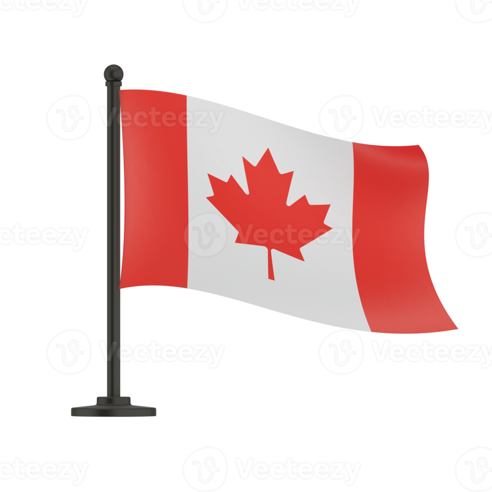 Canada flag on a pole isolated on transparent background, canadian banner for Canada national day png