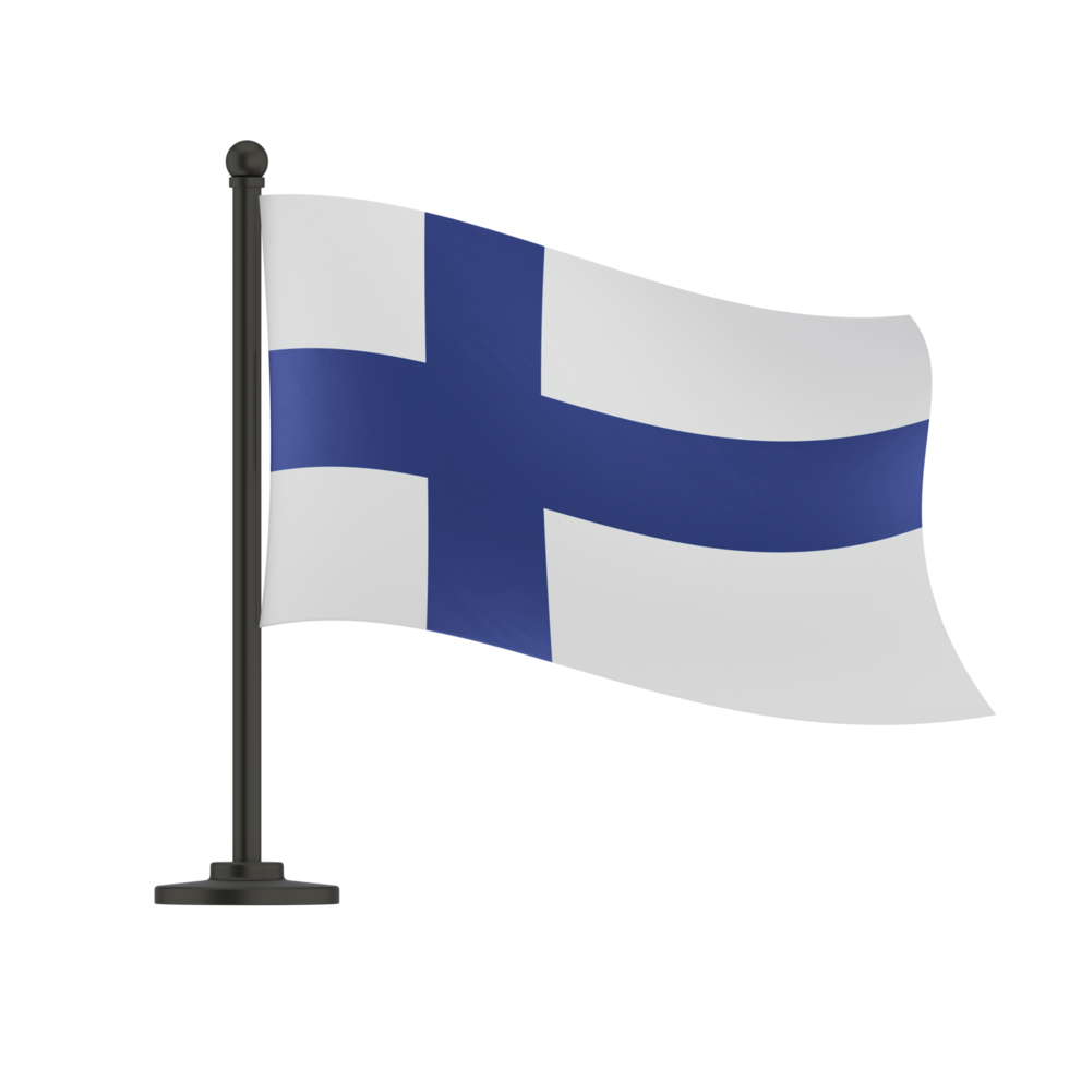 Finland flag, isolated on transparent background, flag in the wind png