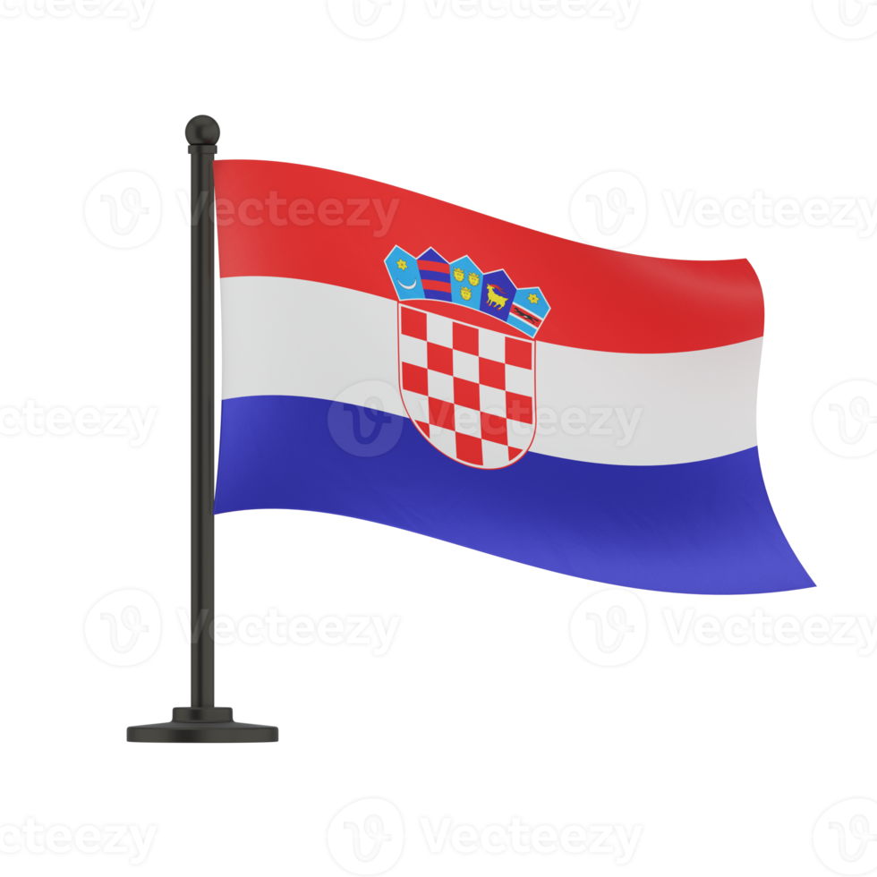 Croatia flag waving, isolated with clipping path mask alpha channel transparency png
