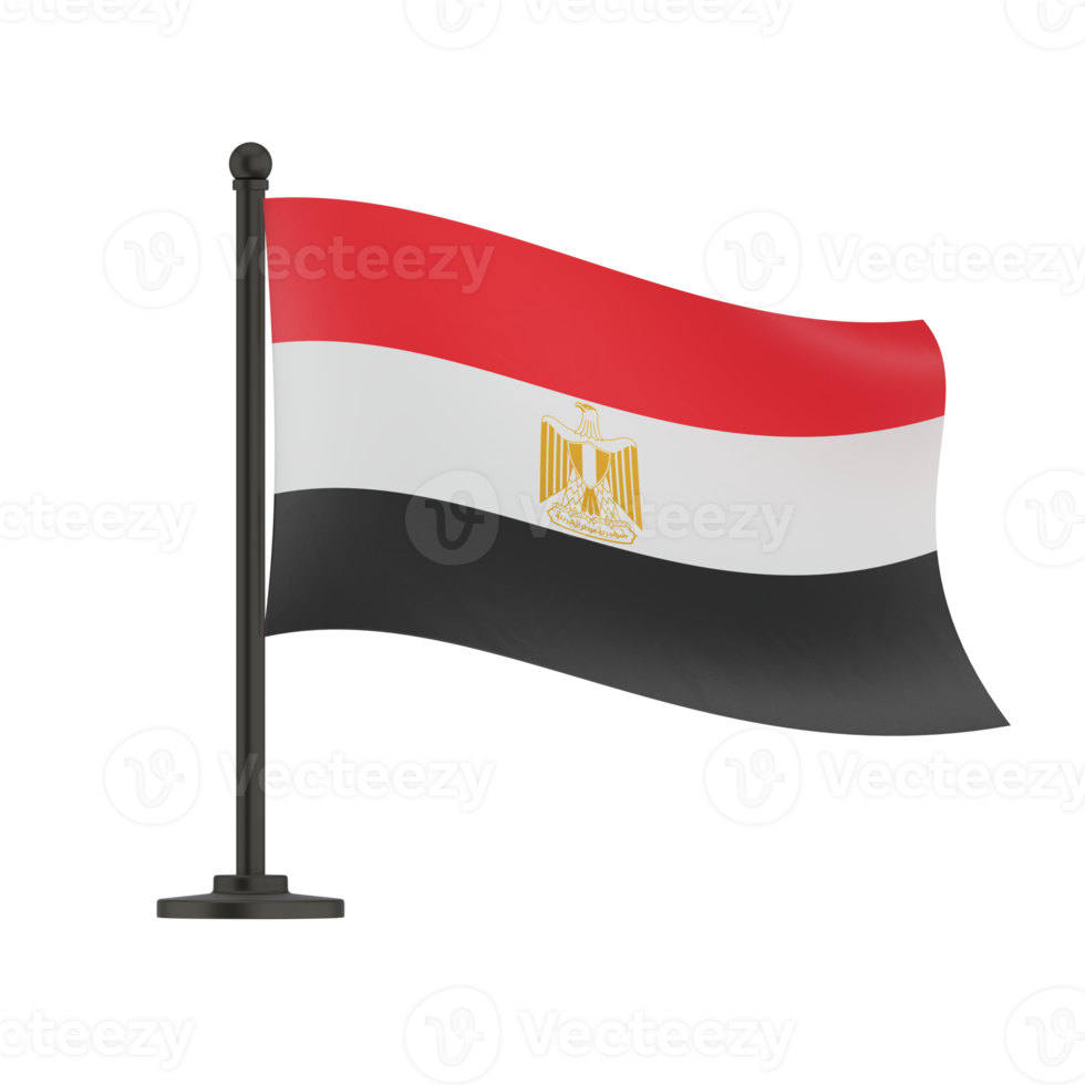 Egypt flag blowing in the wind. Background texture. 3d rendering, waving flag 3d Illustration, isolated png