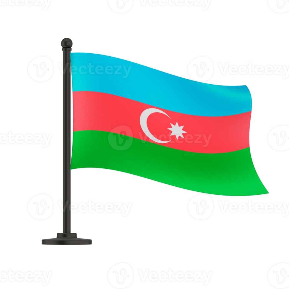 Small national flag of the Azerbaidjan on a transparent background, isolated, alpha channel transparency png