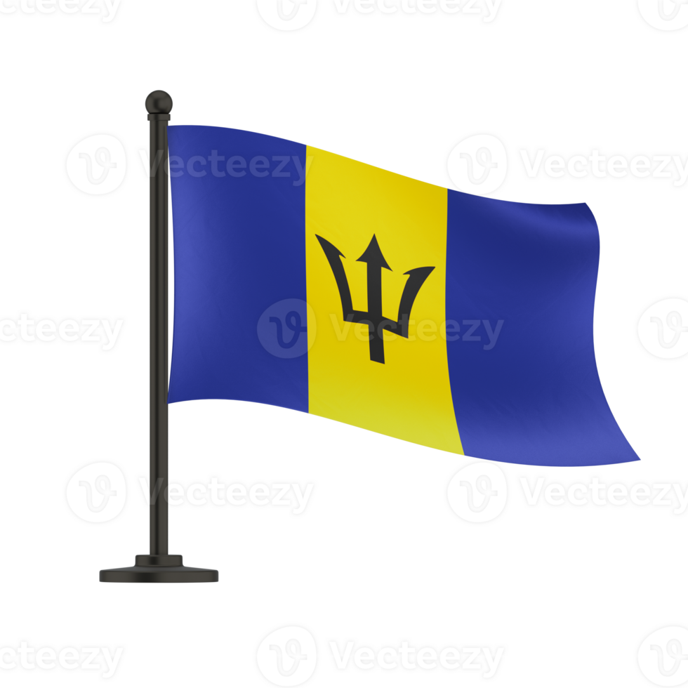 Small national flag of the Barbados on a transparent background, isolated, alpha channel transparency png