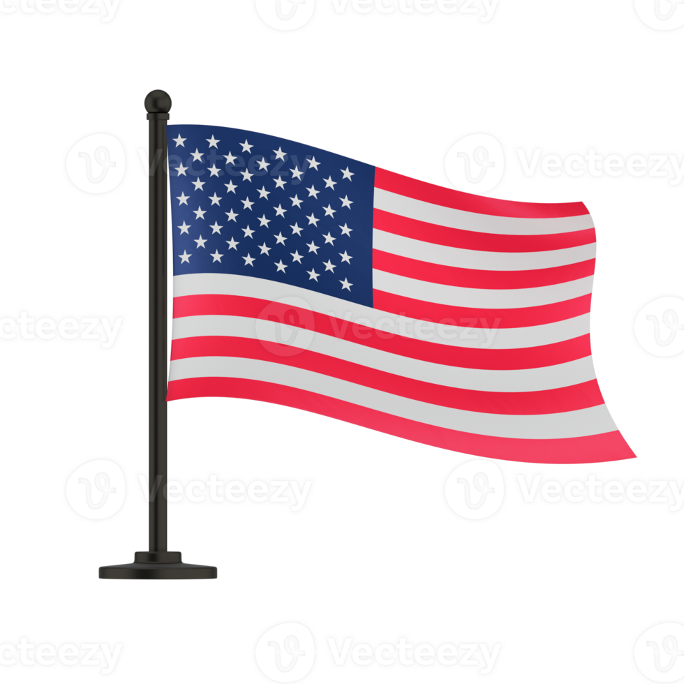 table flag of the United States of America without background, 3d render png