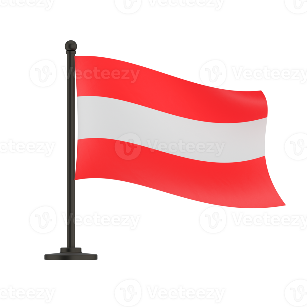 Waving Flag of Austria in White Background. Austria Flag on pole for Independence day. The symbol of the state on wavy fabric png
