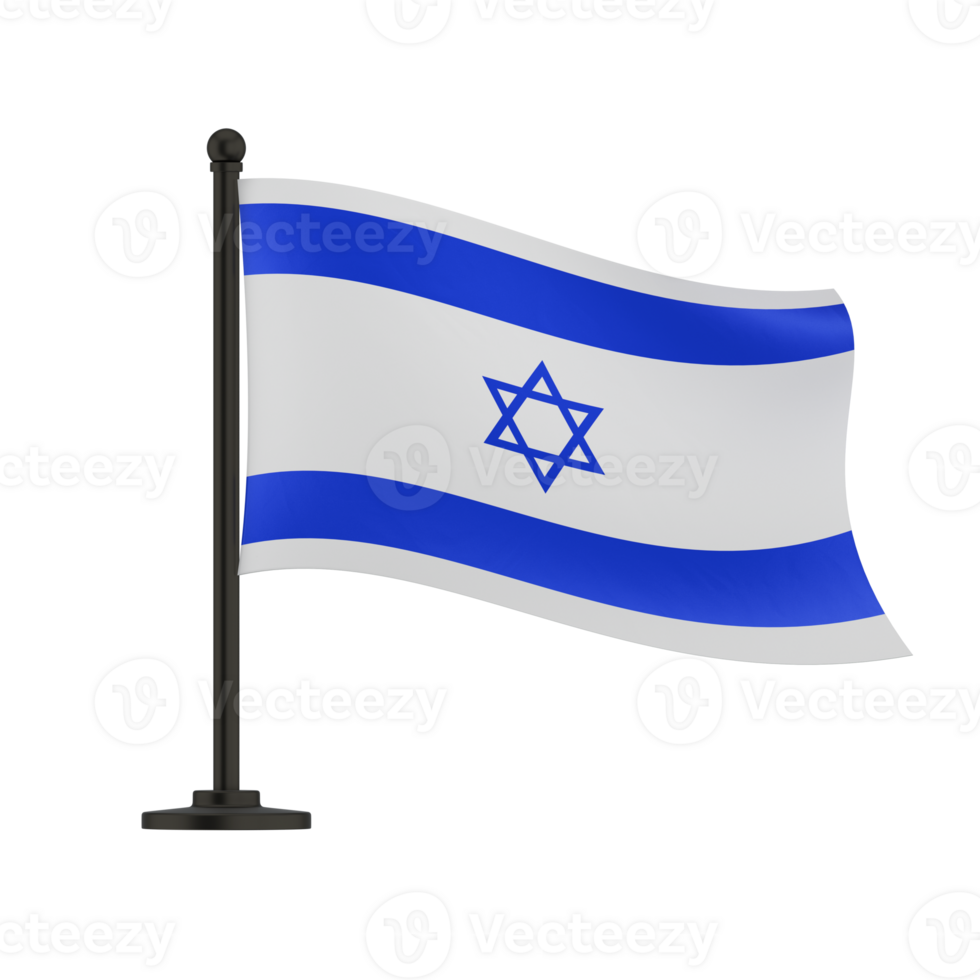 table flag of Israel without background, 3d rendering png