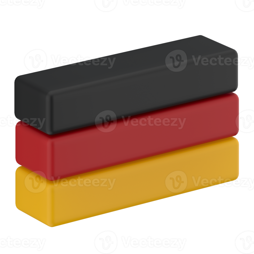 Germany flag in icon format in 3d render realistic, color blocs 3d png