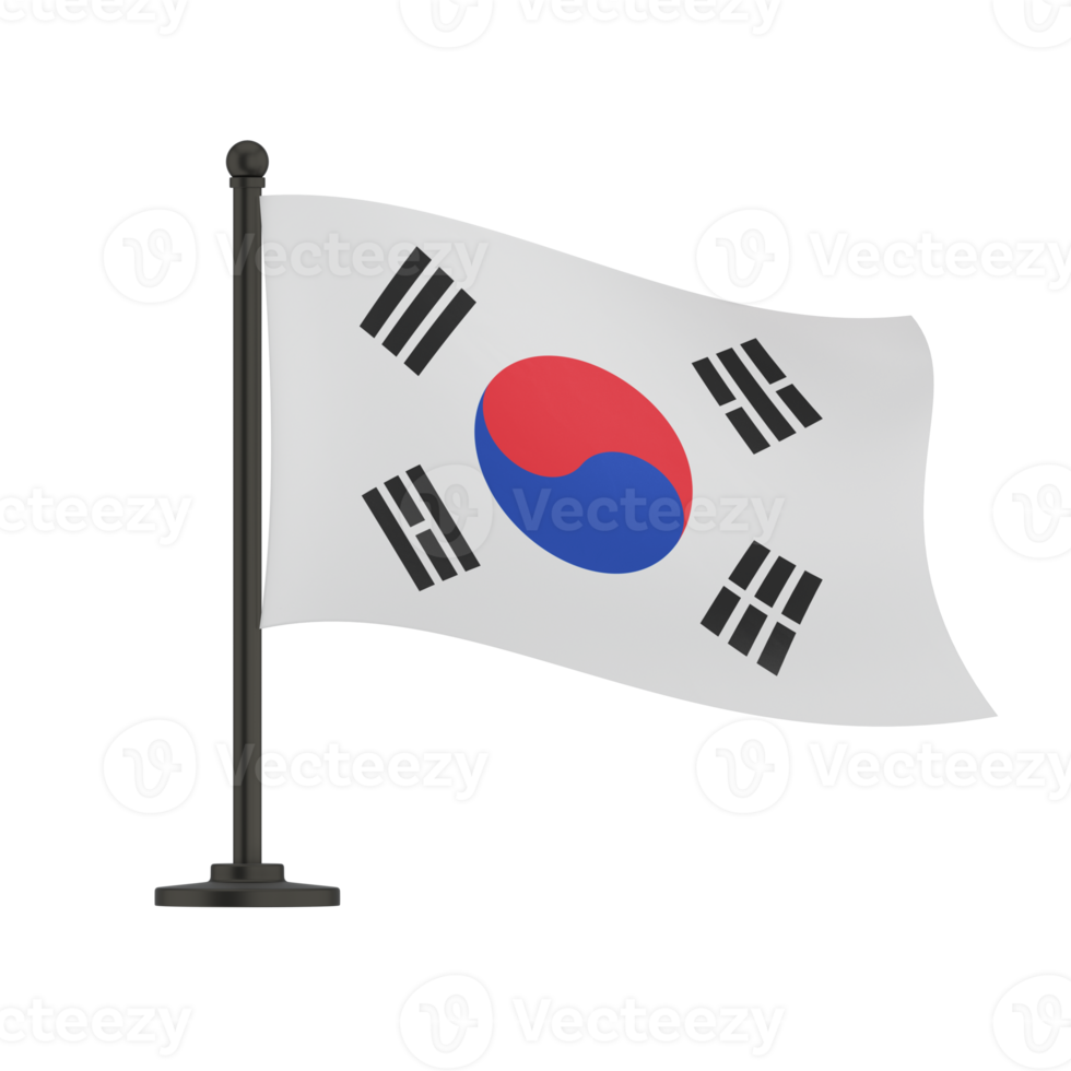 waving south Korea national flag, 3d rendered image png