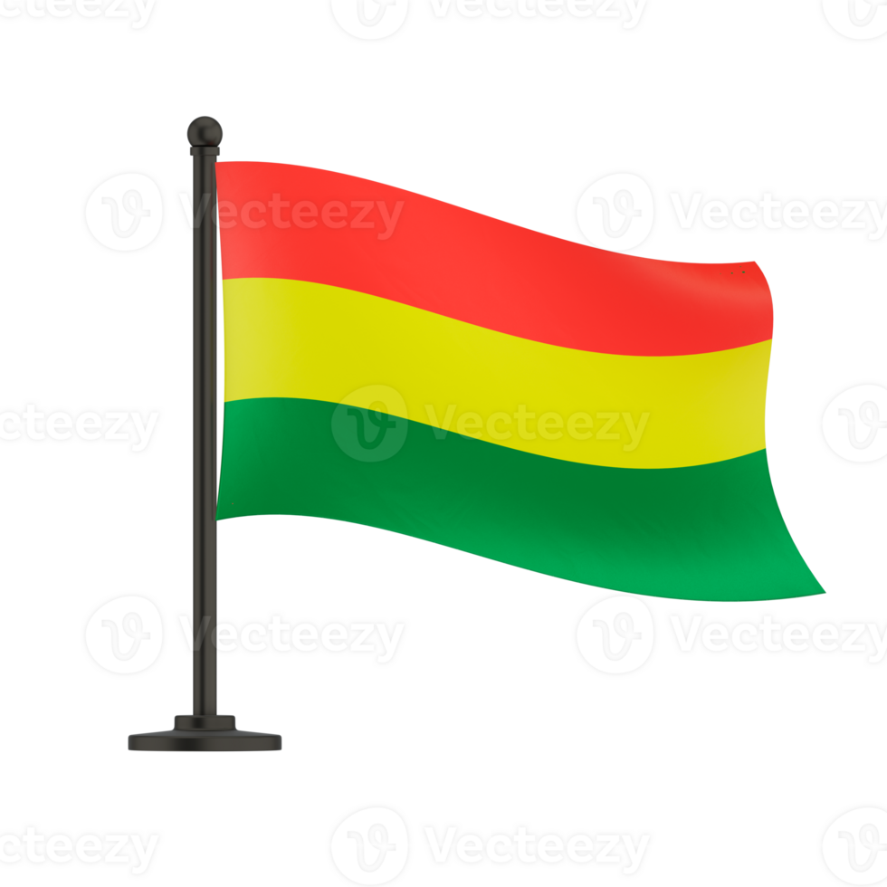Small national flag of the Bolivia on a transparent background, isolated, alpha channel transparency png