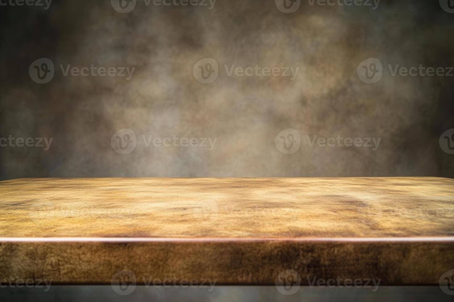 A textured wooden table against a blurred background. photo