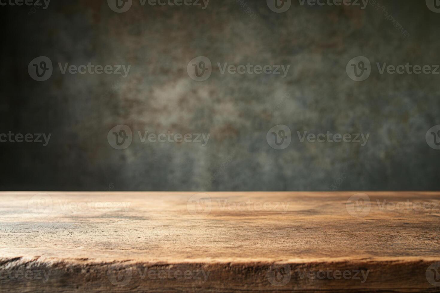 A textured wooden table against a blurred background. photo