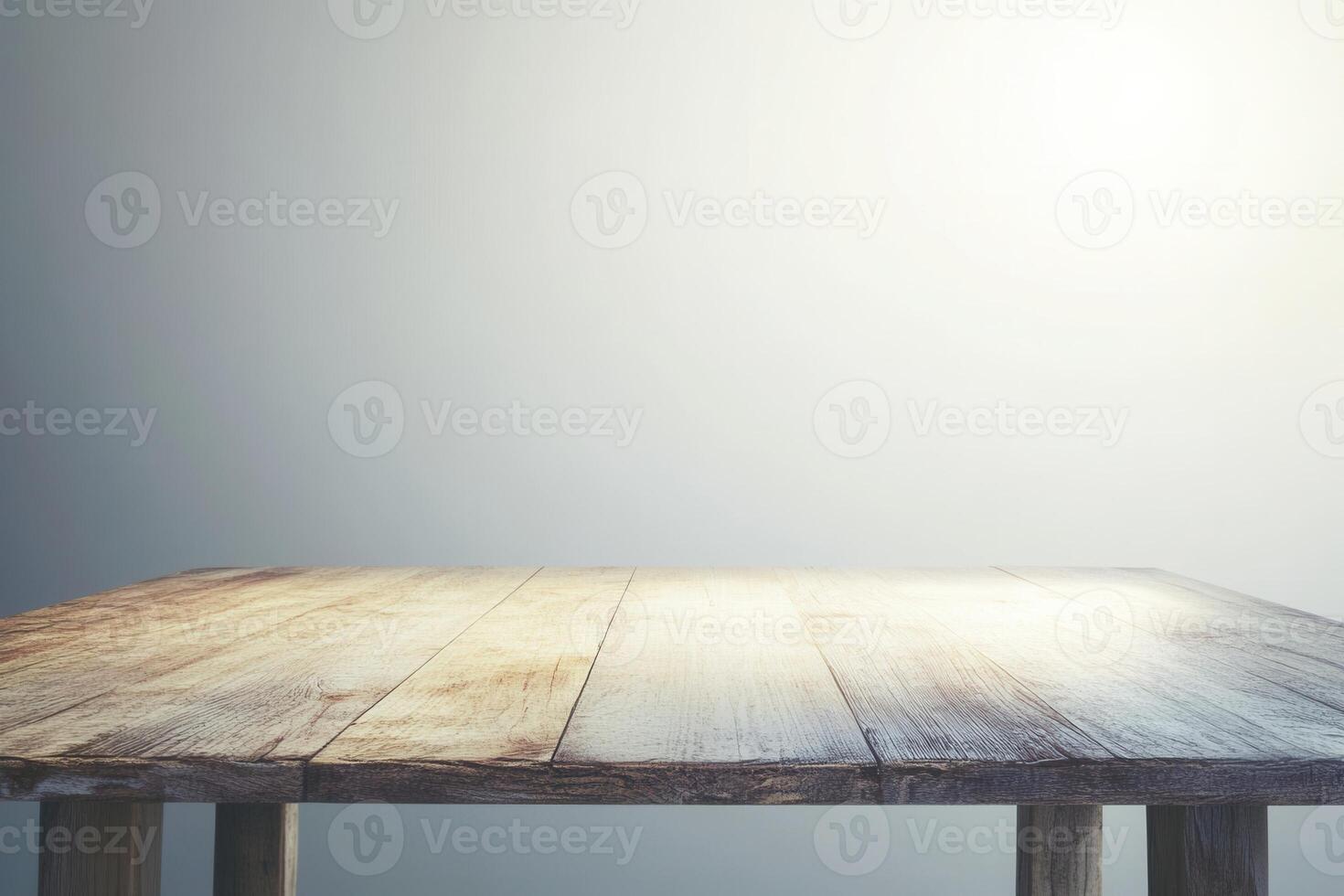 A wooden table with a soft, illuminated background. photo