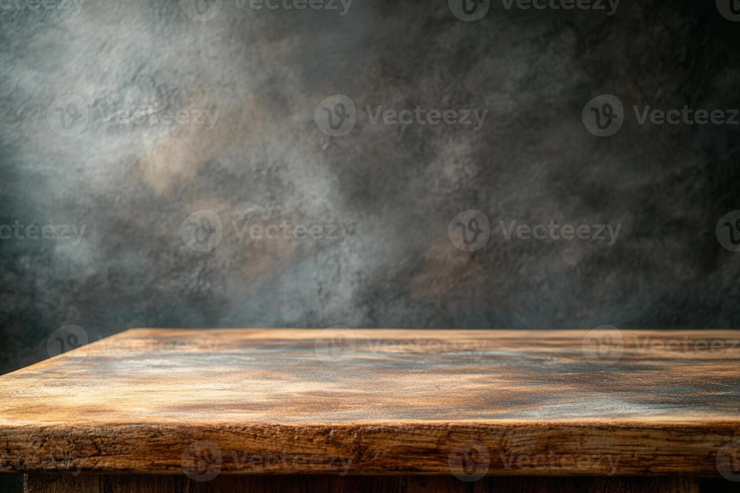 Wooden tabletop with textured background for presentations. photo
