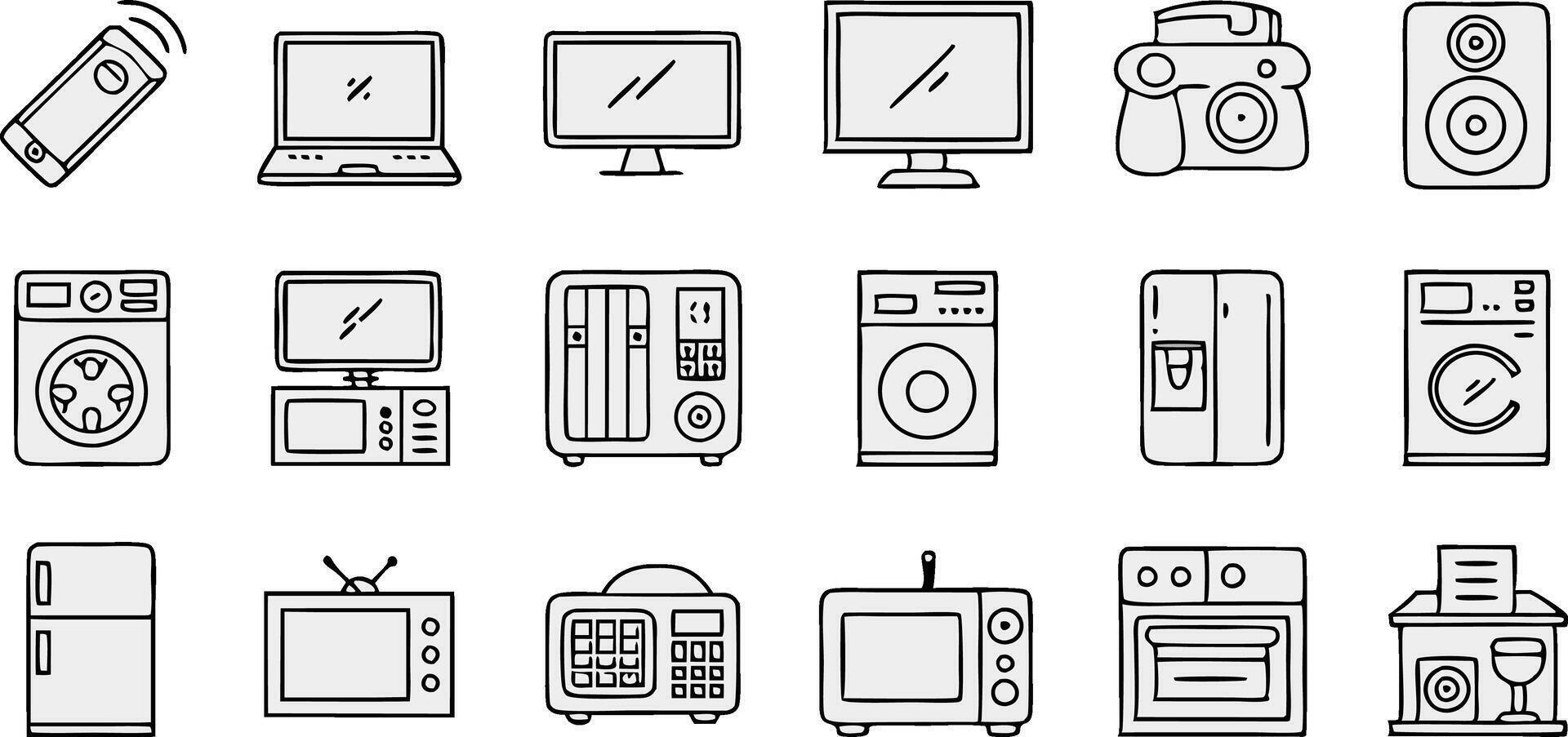 Home Appliances web icons in line style. Household appliance, vector