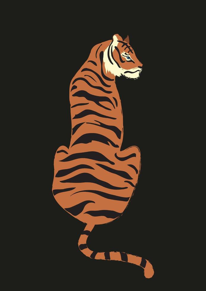 Minimalist Tiger Back View Illustration vector