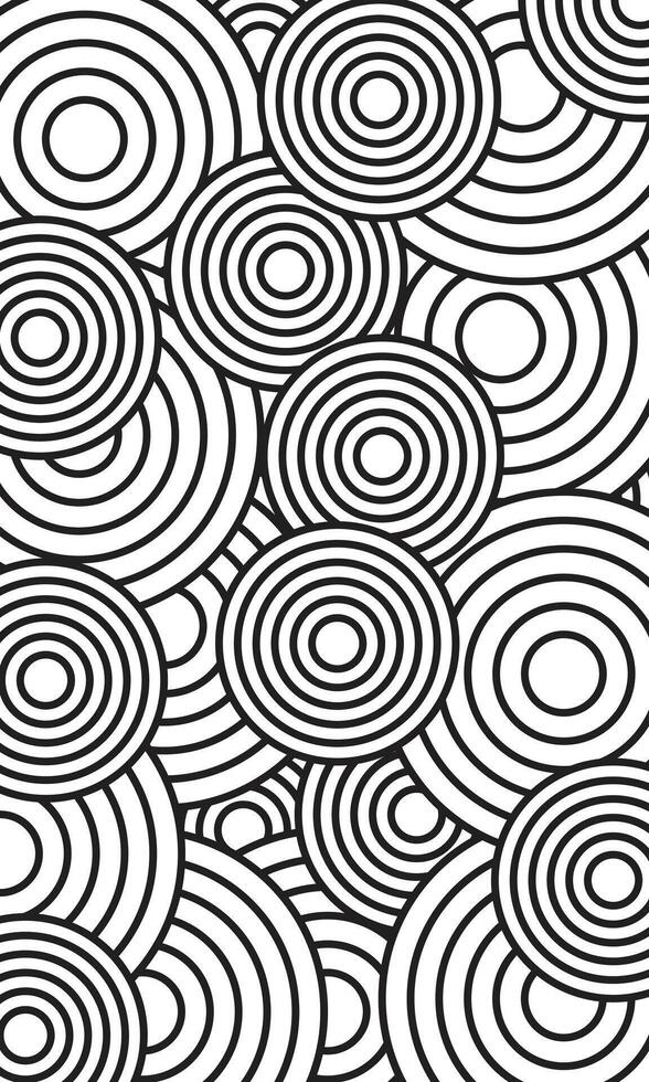 Monochrome abstract wallpaper circular line pattern vector