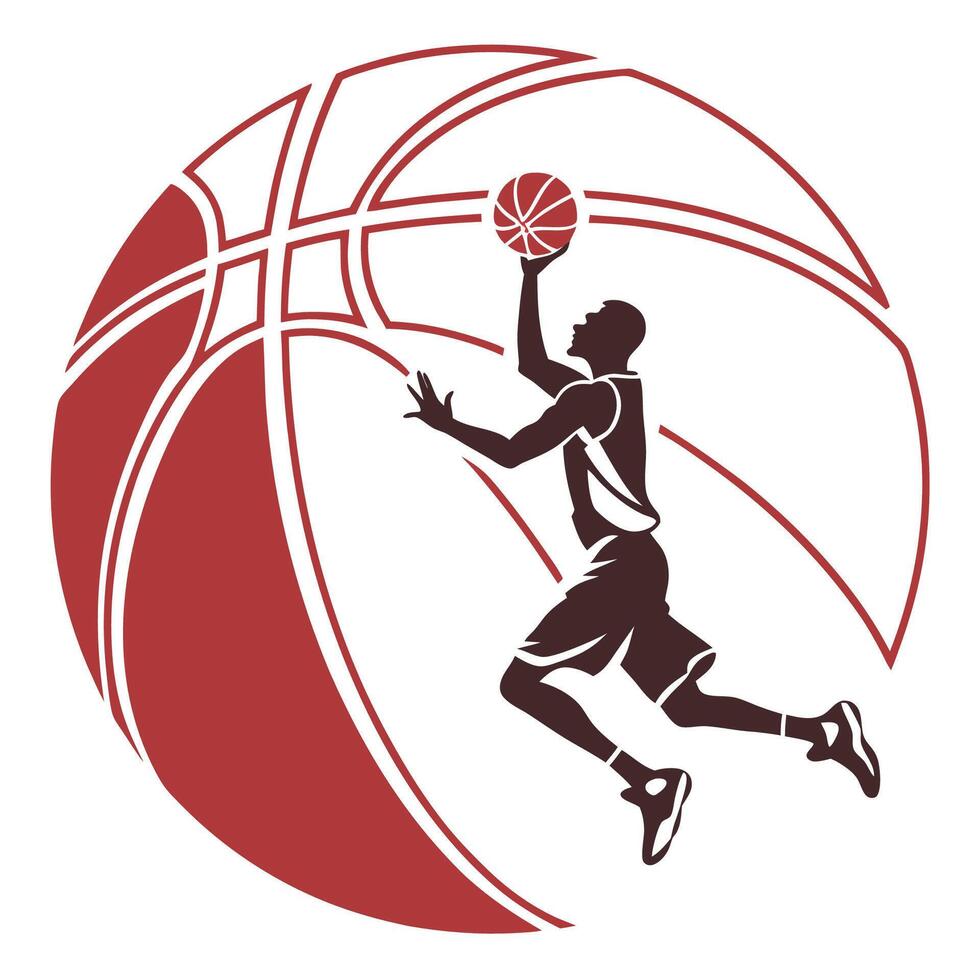 basketball player with ball on white background vector