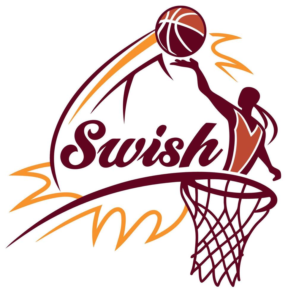 swish logo design for basketball team vector
