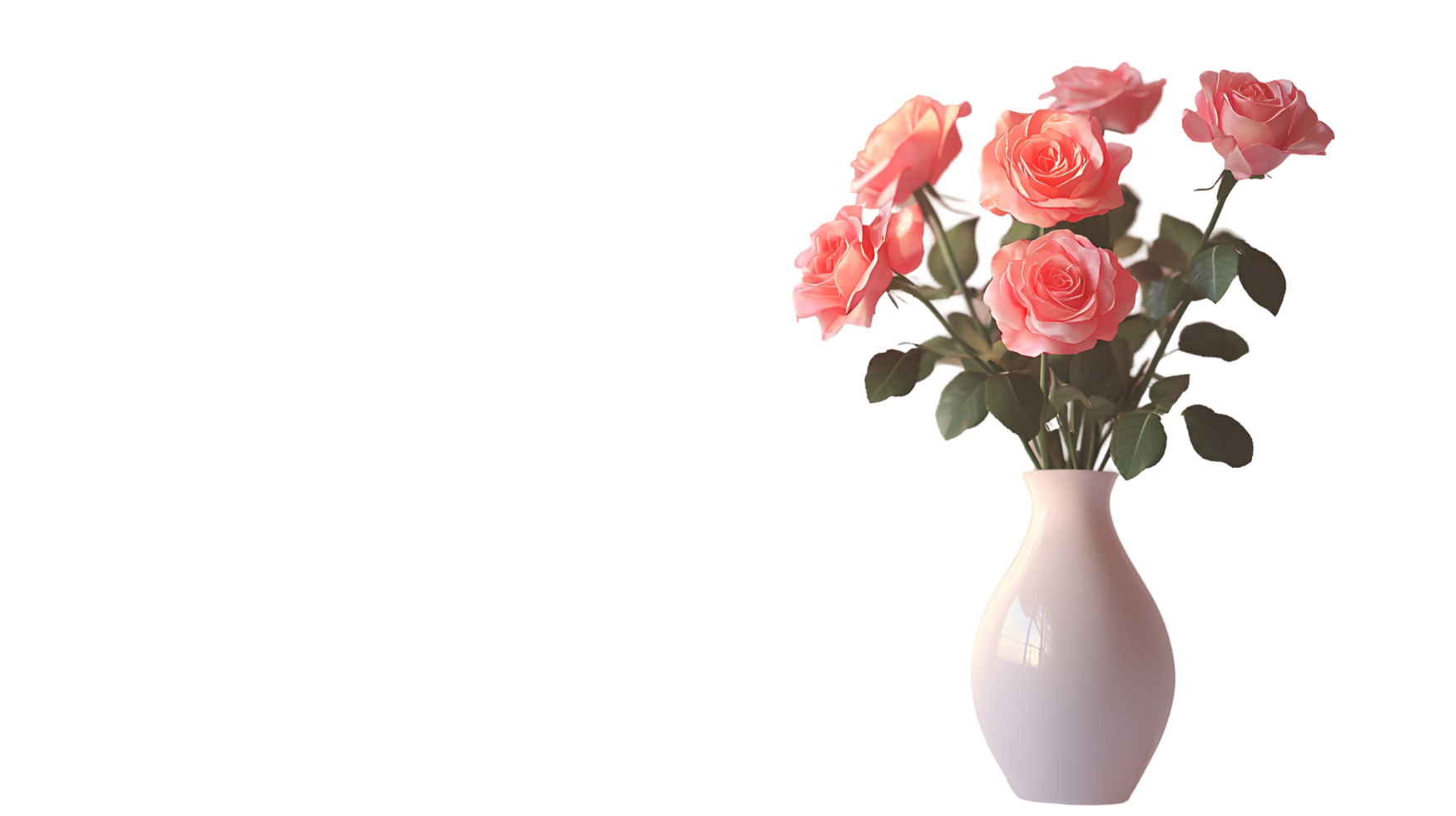 Red Roses in Vase No Background png