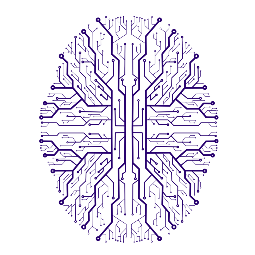 Brain drawn as a circuit board png