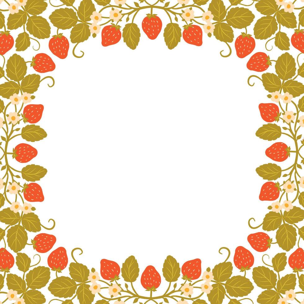 Strawberry Frame Border Cartoon Colored Illustration vector