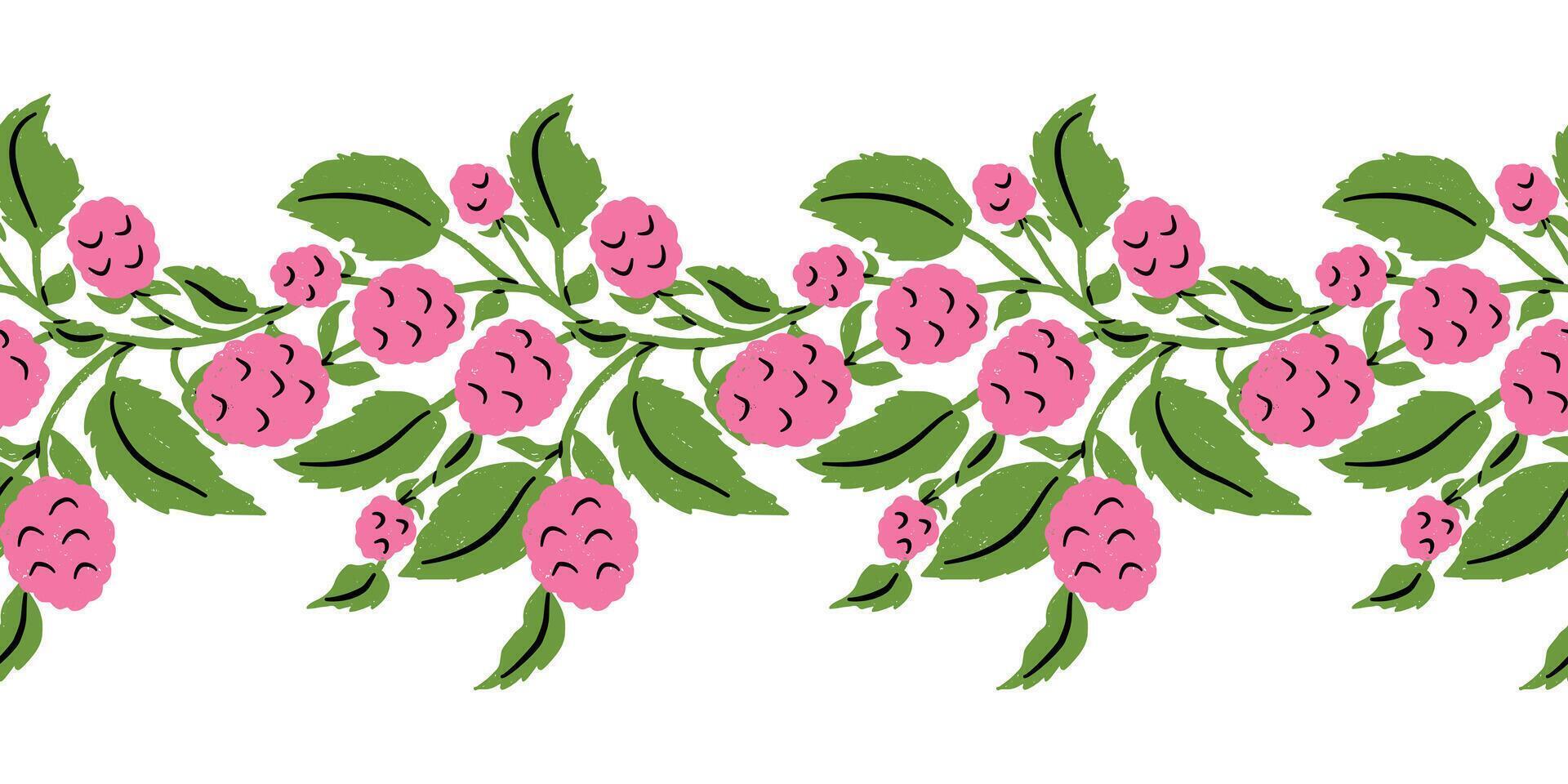 Raspberry Ornamental Border Seamless Repeat Pattern. Illustration vector