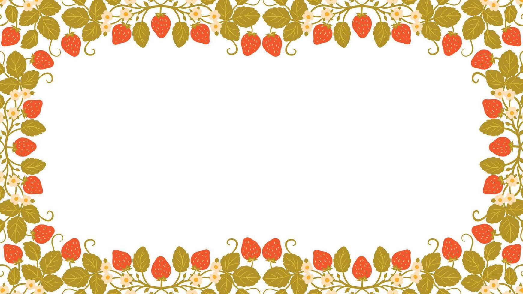 Strawberry Frame Cartoon Colored Illustration vector