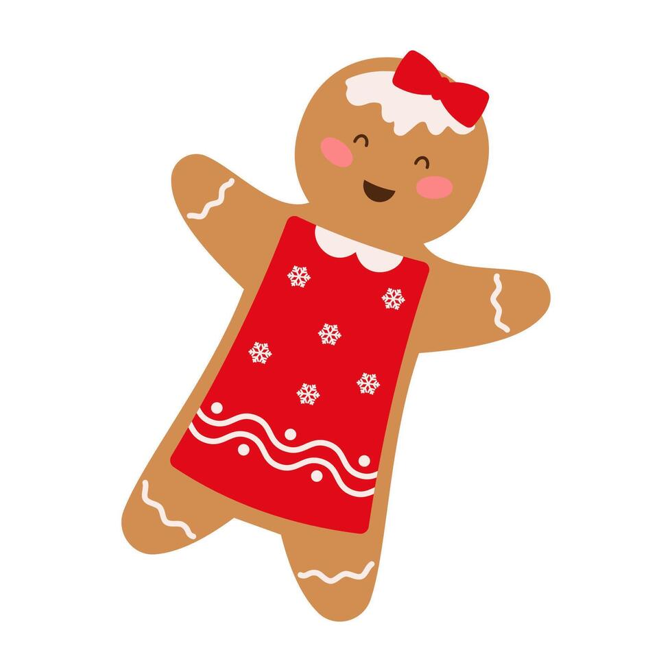 Christmas Gingerbread cookies for celebrating Xmas. Winter homemade sweets in festive shapes on a white background. vector