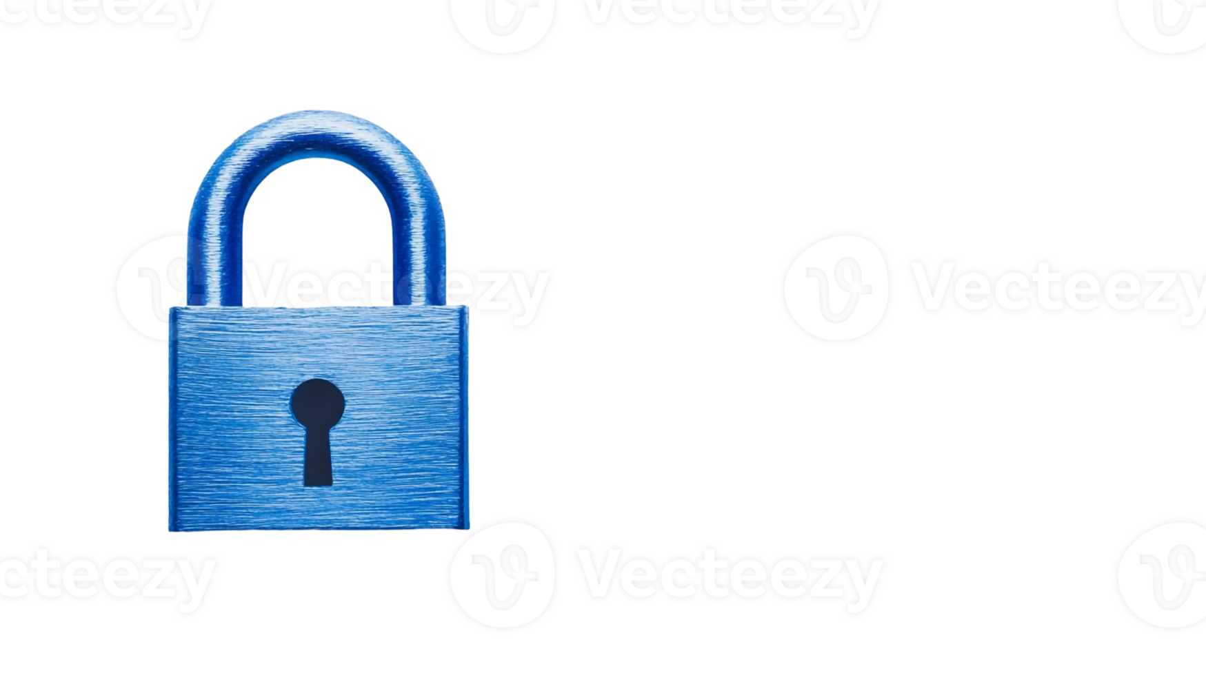 Third perspective of the blue metallic lock, reinforcing the concept of security and digital safety. png