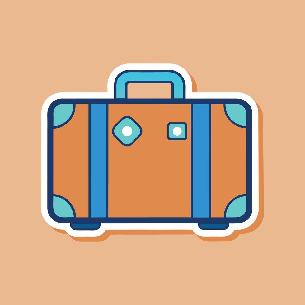 Retro Suitcase Travel Icon Sticker of Luggage for Wanderlust and Adventure vector