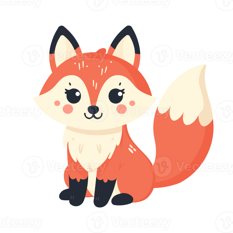 cute fox isolated on transparent background png