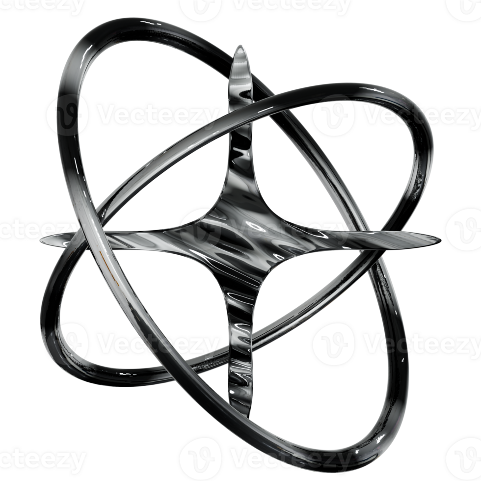 3d star and rings Y2K chrome elements for design png