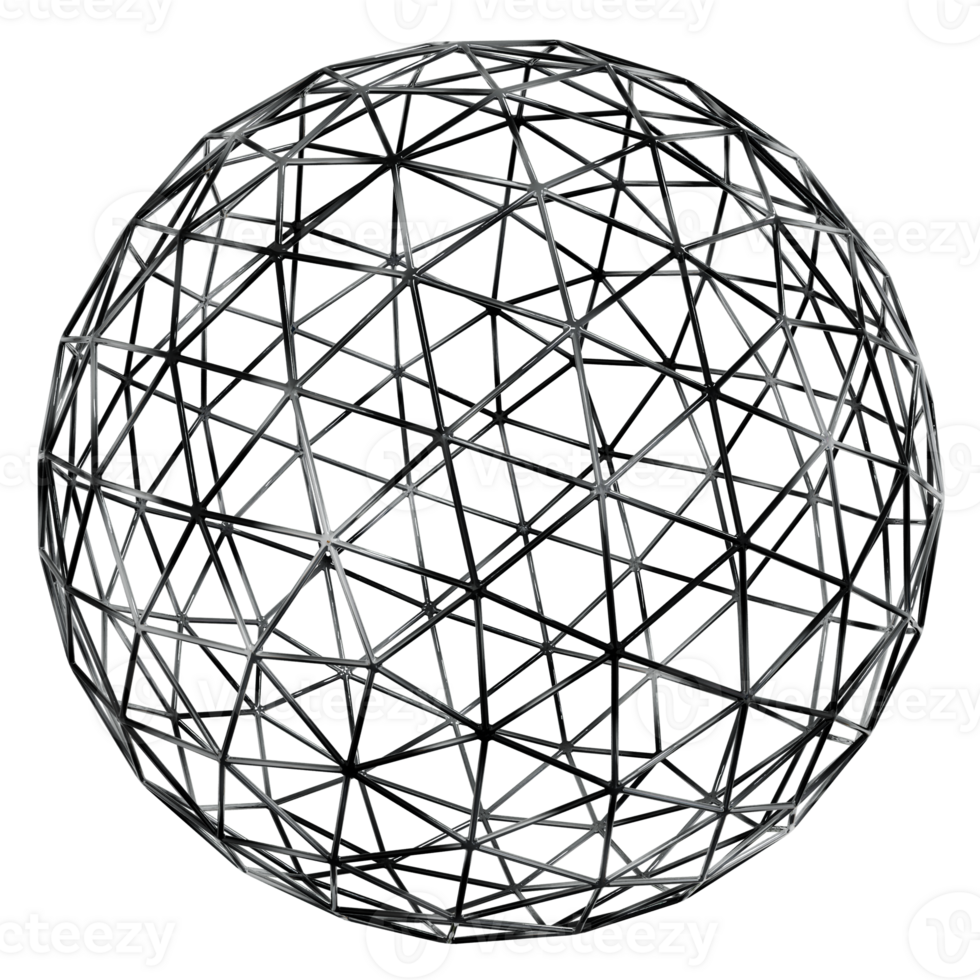 3d sphere truss Y2K chrome elements for design png