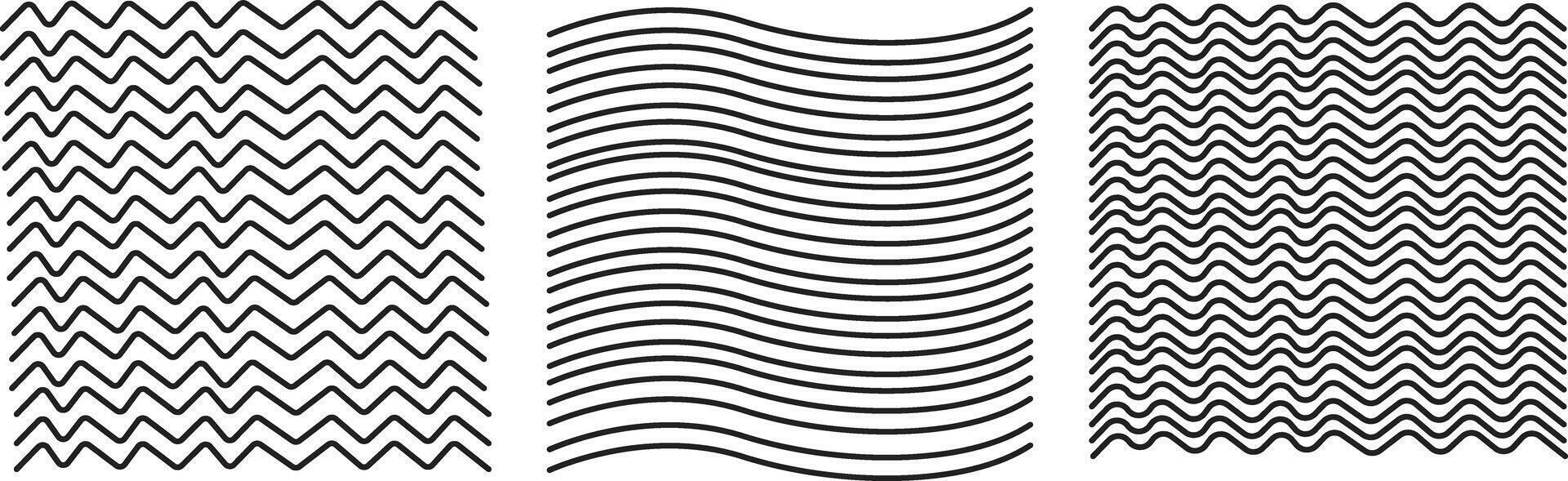 Black Wavy Zigzag Lines Creating Abstract Patterns and Artistic Flowing Wave Designs vector