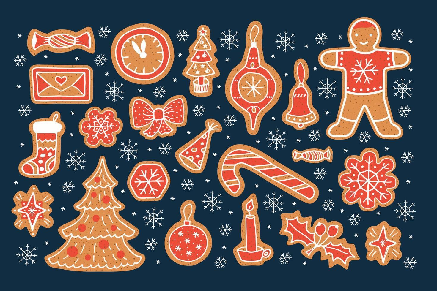 Christmas cookies in the doodle style. vector