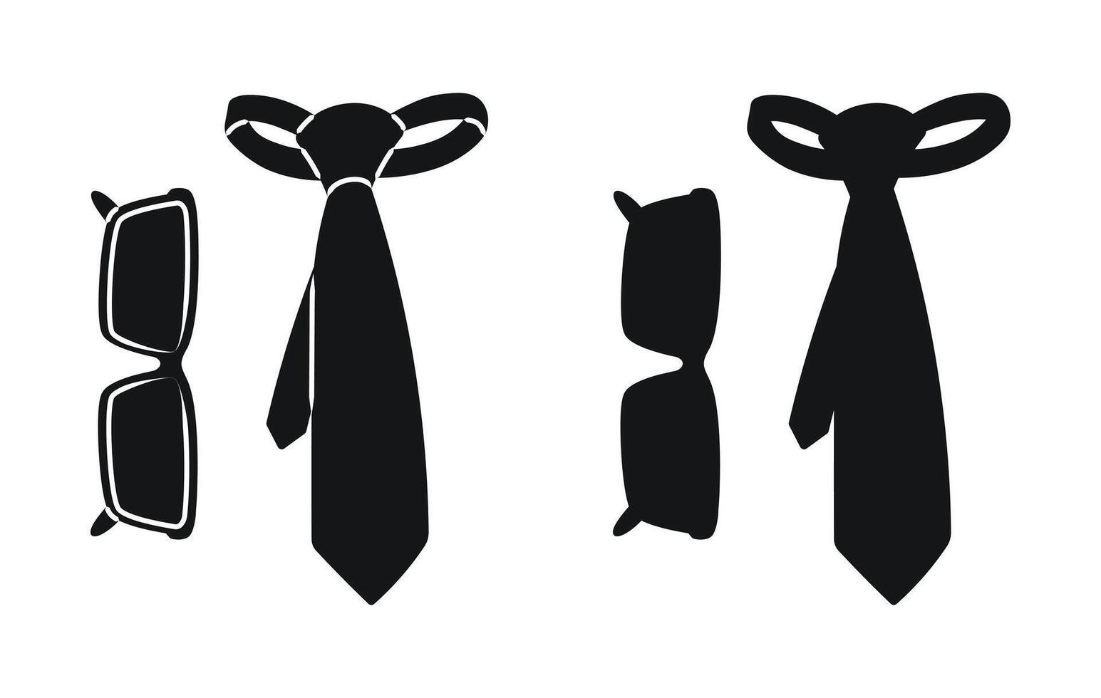 Glasses and tie, silhouette of accessories, men and women wardrobe vector