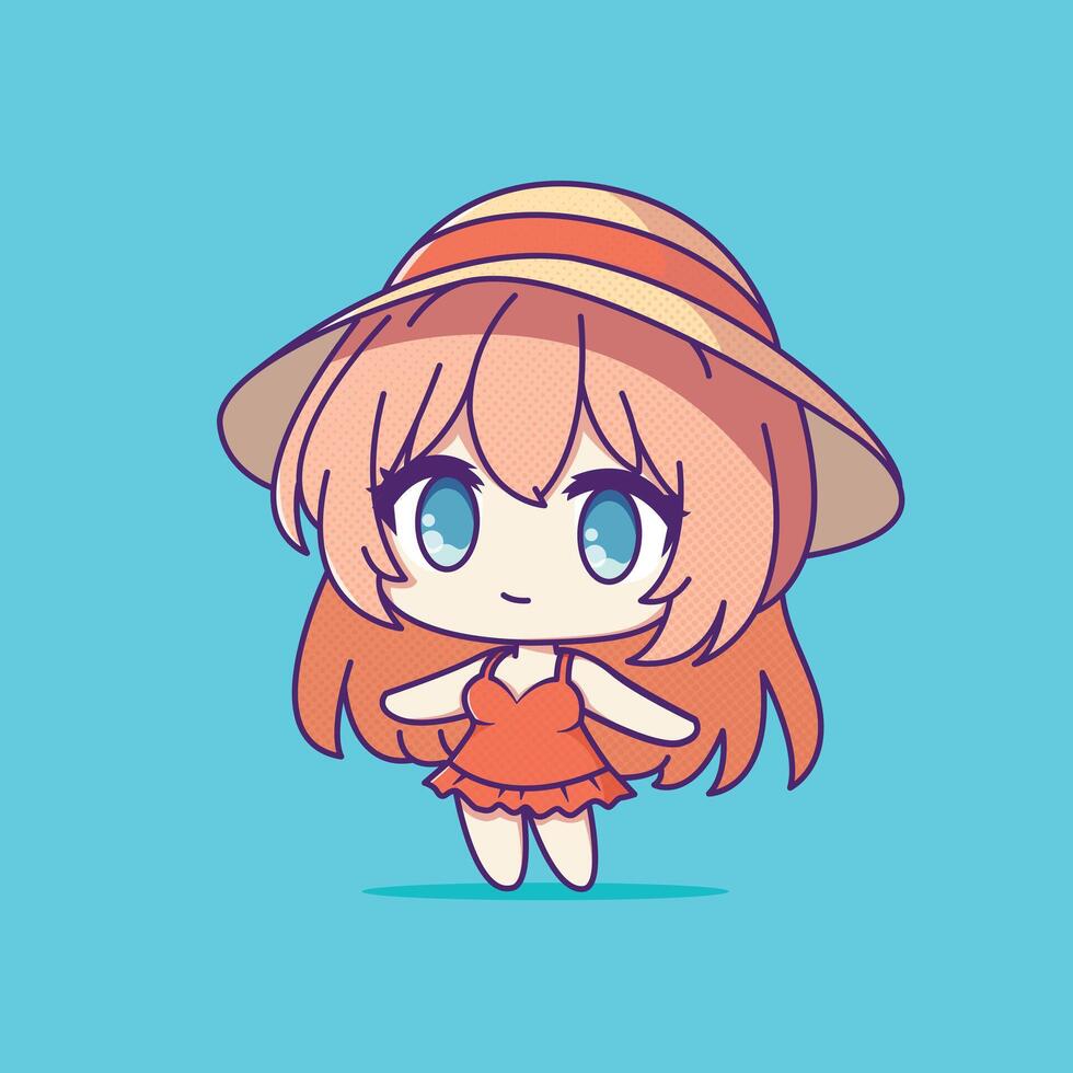 A cute little girl in summer party dress vector