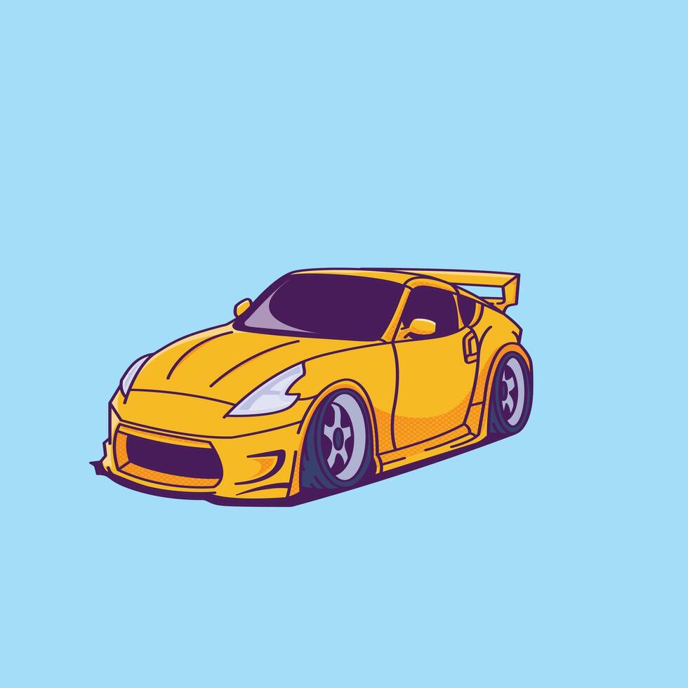 A super car Cartoon Illustration Icon Concept Isolated Premium. Flat Cartoon Style yellow vector